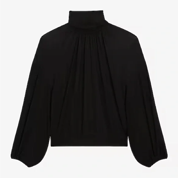 NWOT Express Mesh Gathered Mock Neck Blouson Sleeve Top - Picture 4 of 6